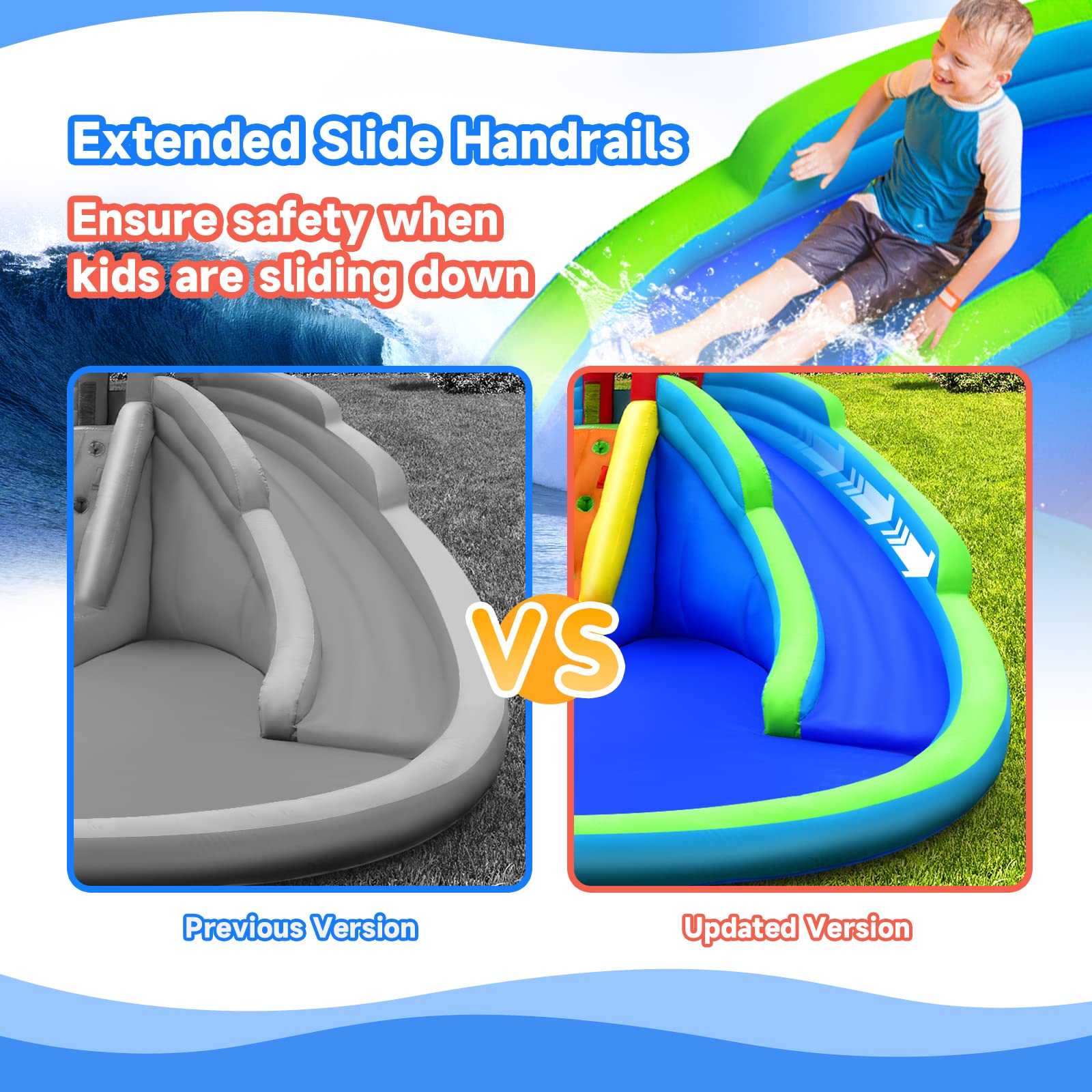 BOUNTECH 18x17FT Inflatable Water Slide for Kids - Giant Outdoor Water Park with 2 Long Slides, Splash Pool & Safety Handrails - Blow Up Bounce House for Backyard Parties, Summer Fun & Birthday Gifts (Perfect for Pool Parties, Family Gatherings & Outdoor Play)