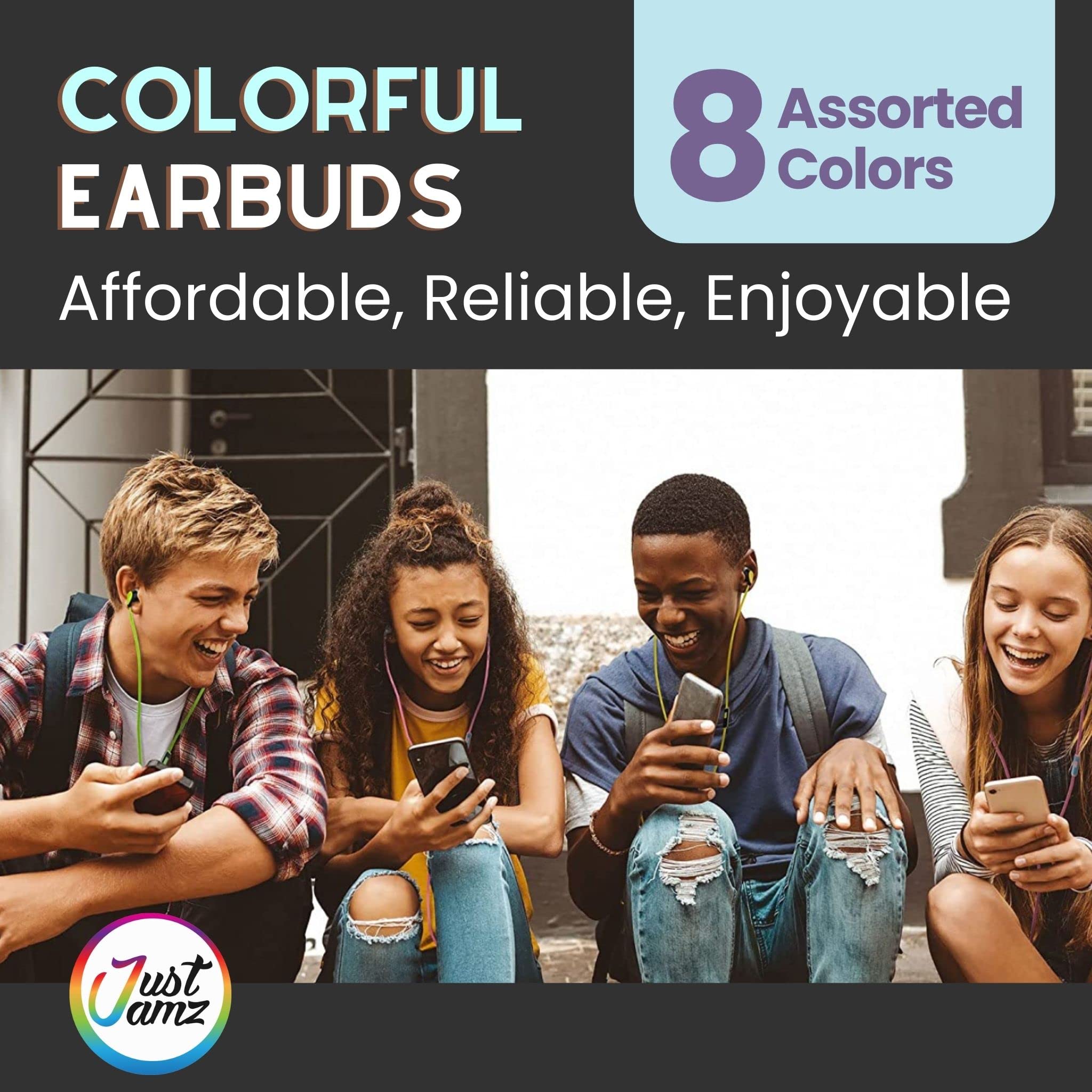30 Pack Multicolor 3.5mm Stereo Earbuds Bulk - for School, Classroom, Library Use