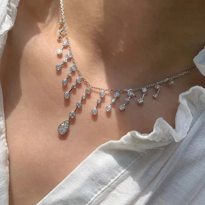 18K White Gold 2.0ct Natural Diamond Necklace for Women - Luxury Fine Jewelry Gift for Wedding, Anniversary & Formal Events