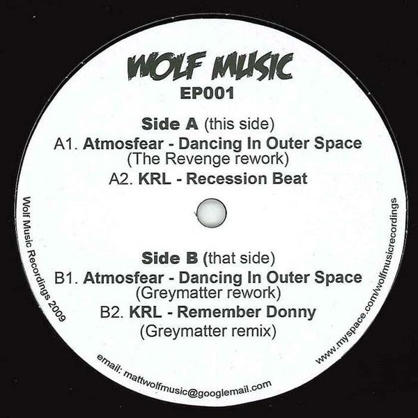 Atmosfear & KRL - Dancing In Outer Space Vinyl Record | Wolf Music WOLFEP001 | Perfect for DJ Sets & Electronic Music Collectors