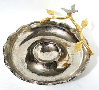 12x4 Chip and Dip Tray Set in Silver & Gold Butterfly Design - Perfect for Parties, Entertaining, and Home Decor