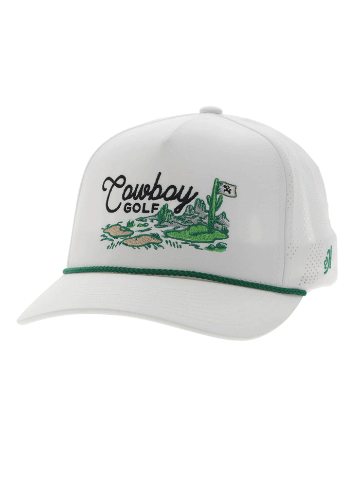 Hooey 2517T WH Cowboy Golf Mid Profile Snapback Trucker Hat - White | Stylish & Comfortable for Golf, Outdoor & Casual Wear