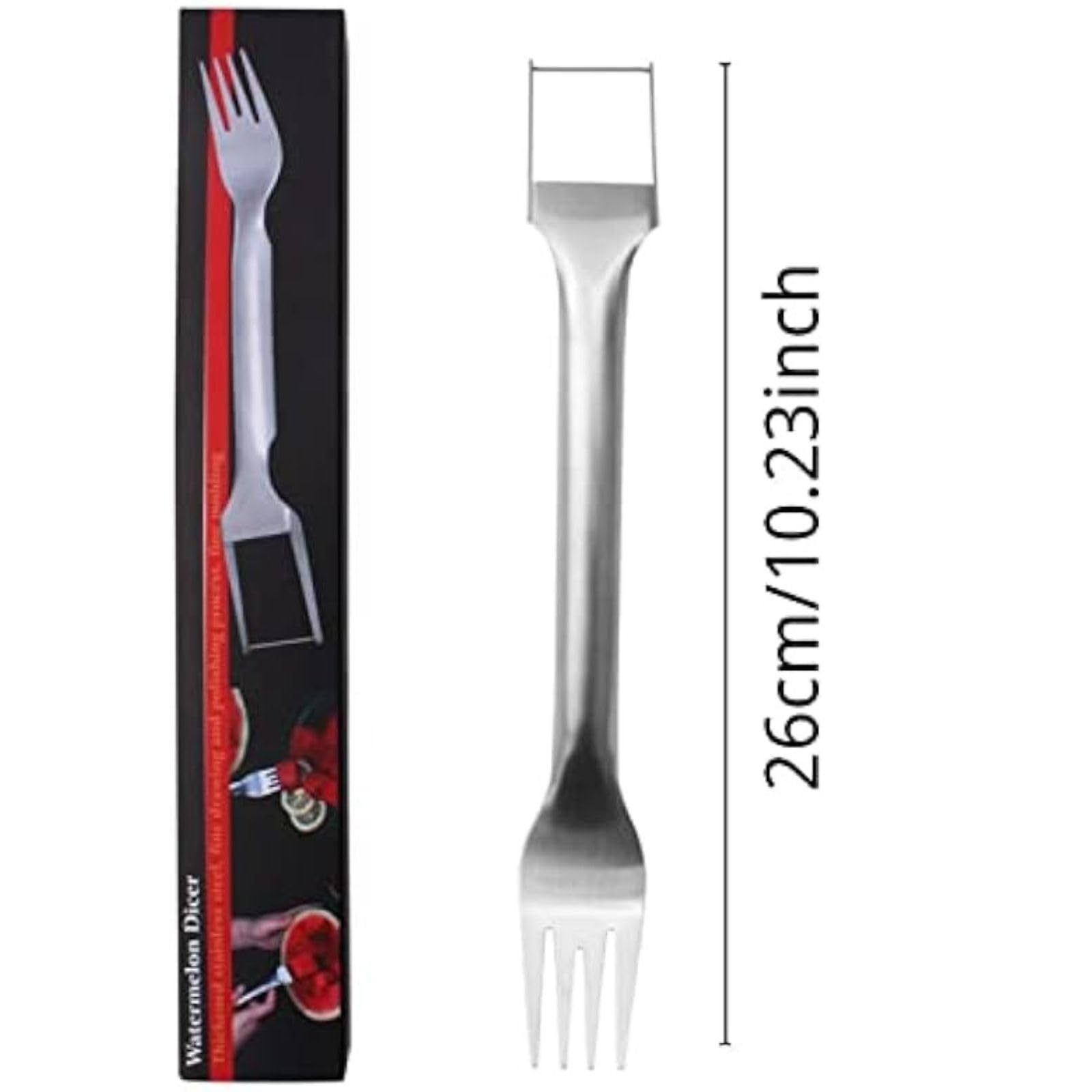 2-in-1 Stainless Steel Watermelon Slicer & Fork Set - 2PCS Fruit Cutting Tool for Watermelons, Melons & Pineapples - Perfect for BBQ, Picnics, Camping & Family Parties