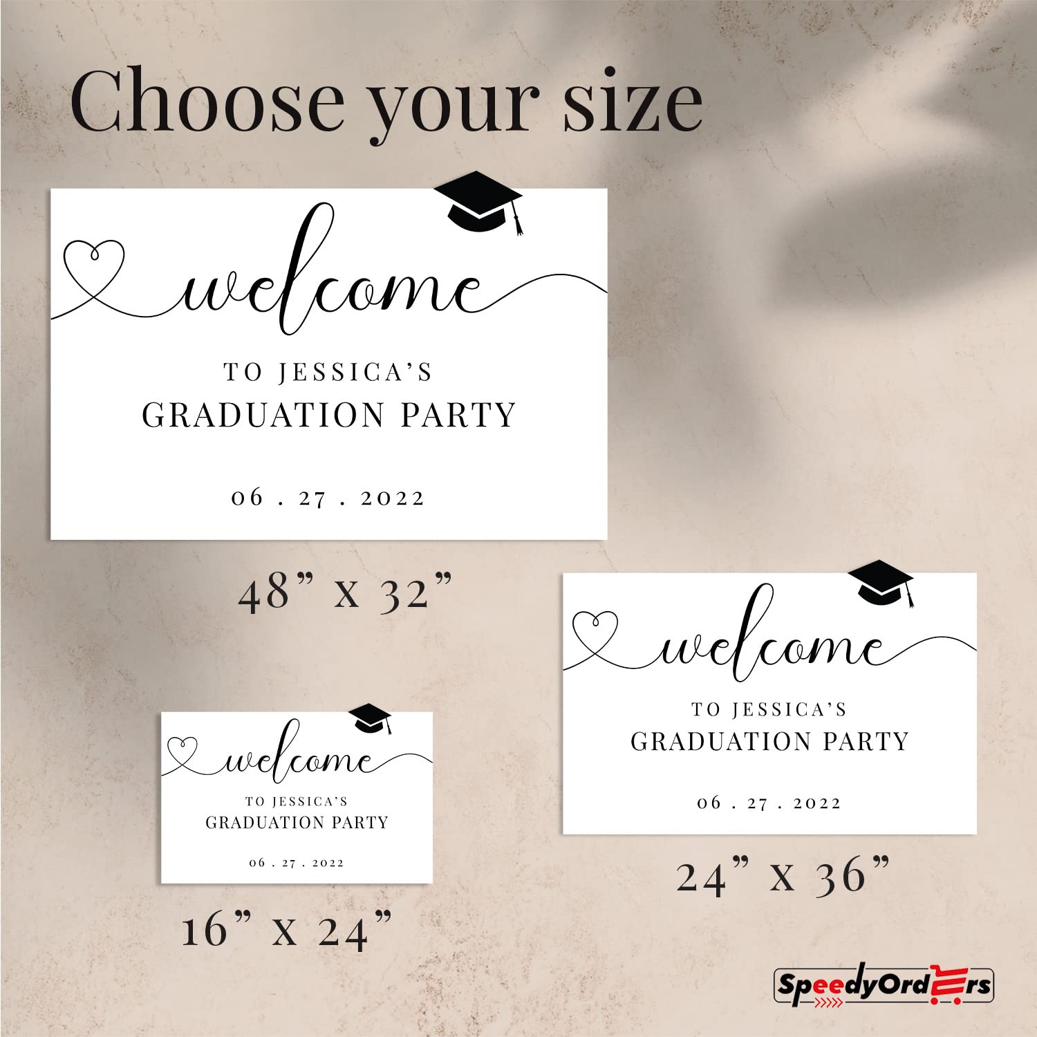 Custom Black & White Graduation Sign - Personalized Classic Graduation Party Decor - Welcome to My Graduation Sign for 2024 - Perfect for Graduation Ceremony Backdrop & Home Decor