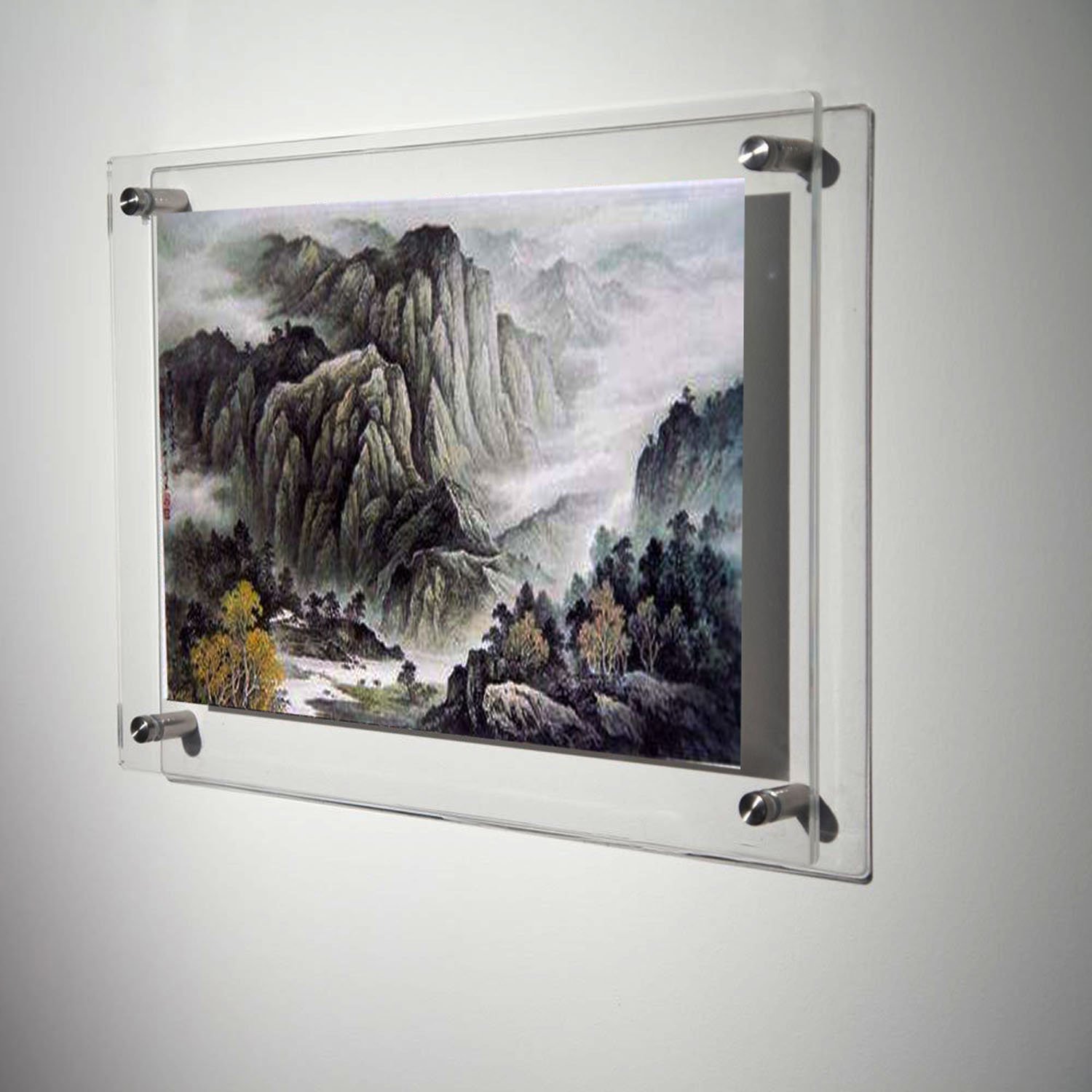 5 Pack A4 Wall Mounted Acrylic Plexiglass Poster Frames - Floating Lucite Picture Frames for Art Prints, Photos & Posters - Perfect for Home, Office & Gallery Displays