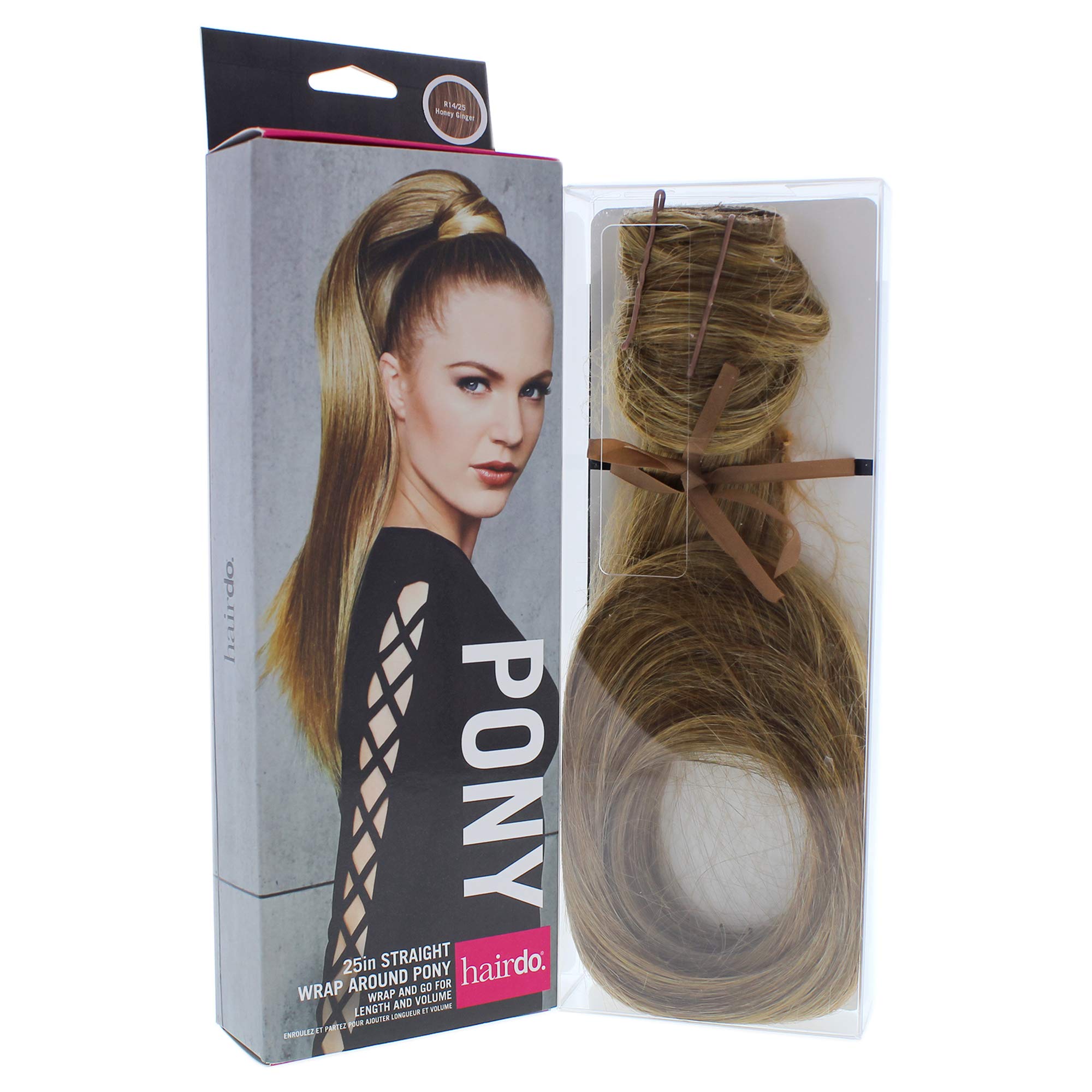 Hairdo Straight Wrap Around Pony Hair Clip - R14 25 Honey Ginger Brown - Perfect for Work, Parties & Everyday Styling