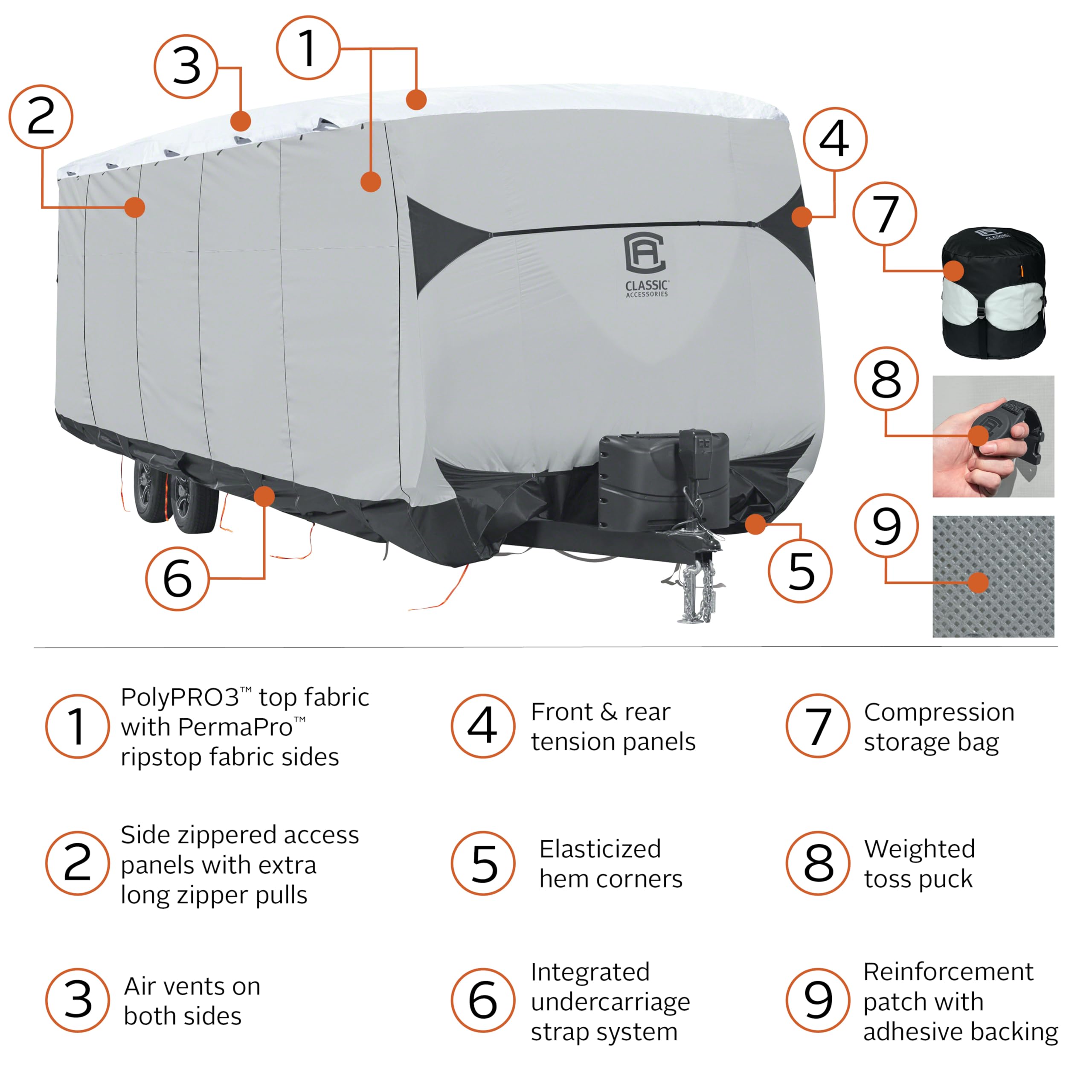 Waterproof Travel Trailer Cover 24'-27' - SkyShield™ for RV & Camping Protection