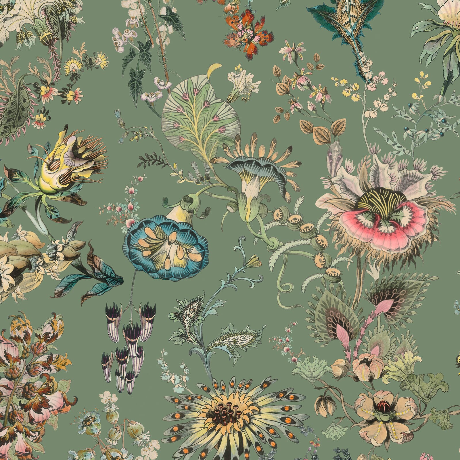 FLORAFANTASIA Verdigris Peel & Stick Wallpaper Sample - Self-Adhesive Removable Wallpaper for Bedroom, Living Room, Nursery Decor