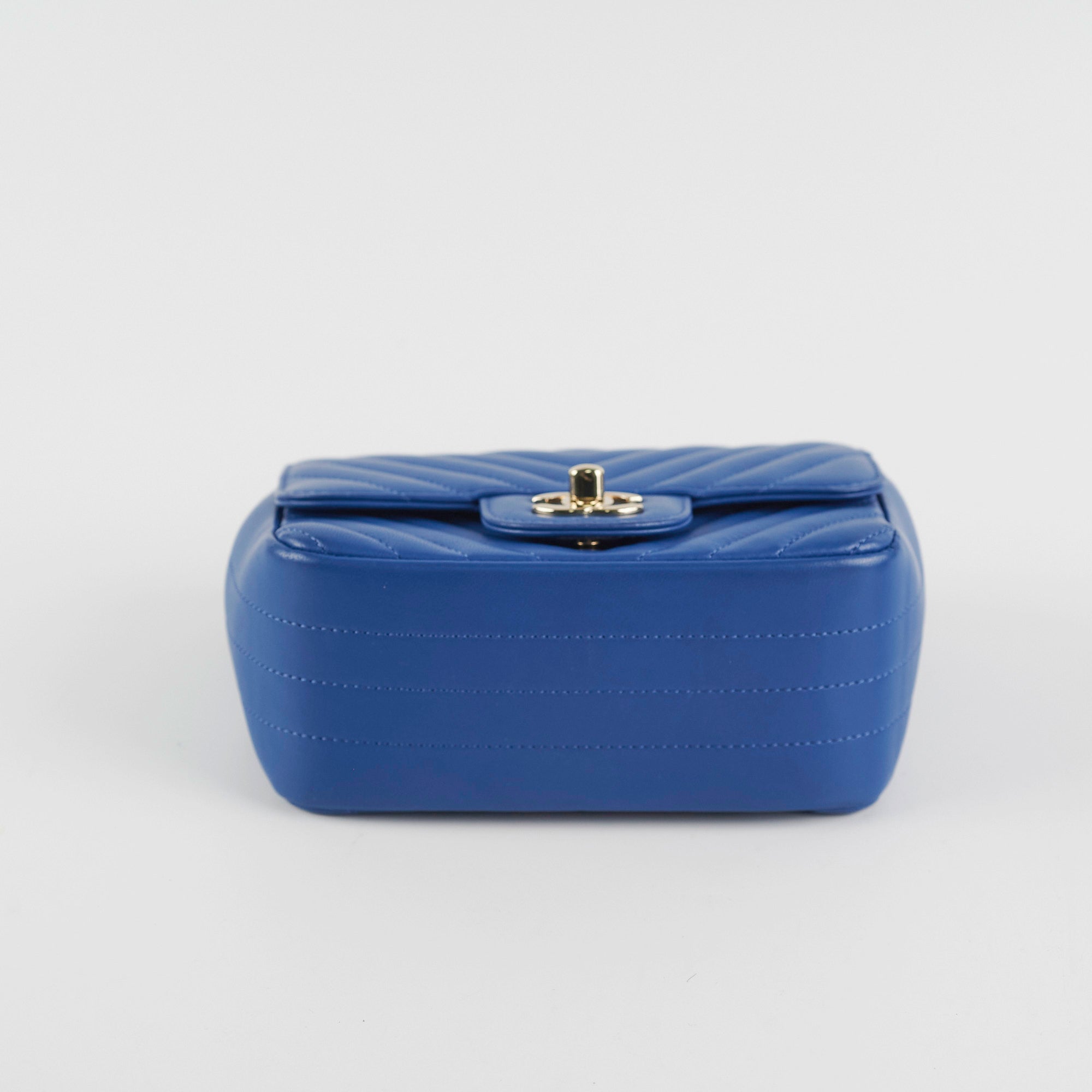 Chanel Chevron Square Mini Blue Leather Crossbody Bag - Luxury Designer Handbag for Women | Perfect for Parties, Dates & Everyday Use