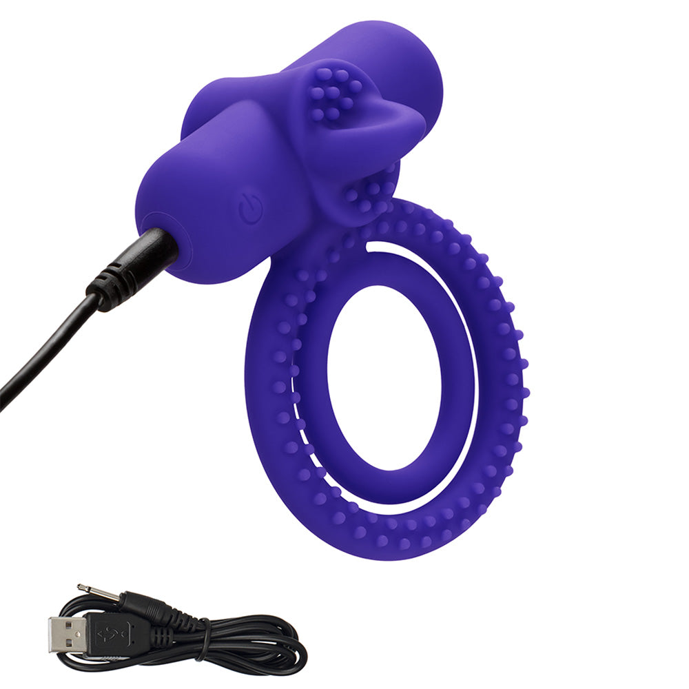 Rechargeable Dual Climaxer Vibrating Silicone Cock Ring for Couples - Enhances Pleasure & Intimacy in Bedroom Play