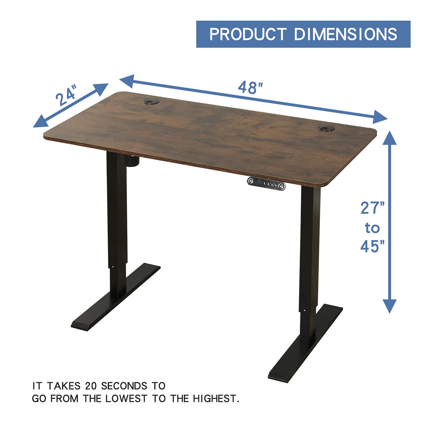 Bilbil Electric Height Adjustable Standing Desk - 48 x 24 Inches Stand Up Desk with Dual Splice Boards, Heavy Duty Double-Beam Frame, 4 Memory Presets - Perfect for Home Office, Gaming & Workspace Ergonomics