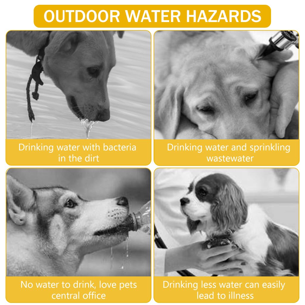 Qpets® Leak-Proof Dog Water Bottle - 380ml Portable Pet Water Dispenser for Travel & Walking, Large Capacity Dog Drinking Feeder (Yellow) - Perfect for Outdoor Adventures, Hiking, and Daily Walks with Your Pet