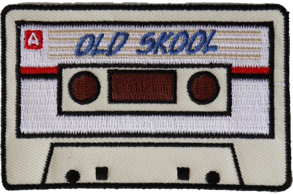 Vintage Old Skool Cassette Patch - Retro Music Tape Iron-On Applique for DIY Jackets, Bags & Denim - Perfect for Punk, Grunge & 80s Nostalgia Fashion