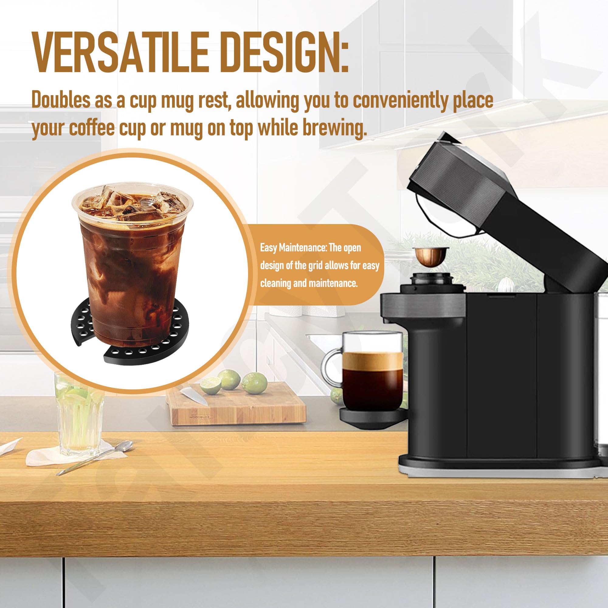 Krups Nespresso Vertuo Next Drip Tray Grid - Black Coffee Maker Accessory for Vertuo Next Grinder & Machine | Perfect for Countertop Organization & Spill Prevention