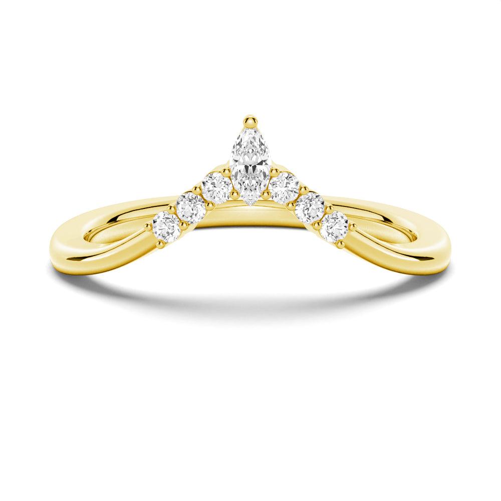 Exquisite Chevon Diamond Wedding Ring for Women - Elegant Goat Head Design, 14K White Gold Bridal Band - Perfect for Engagement, Anniversary & Special Occasions