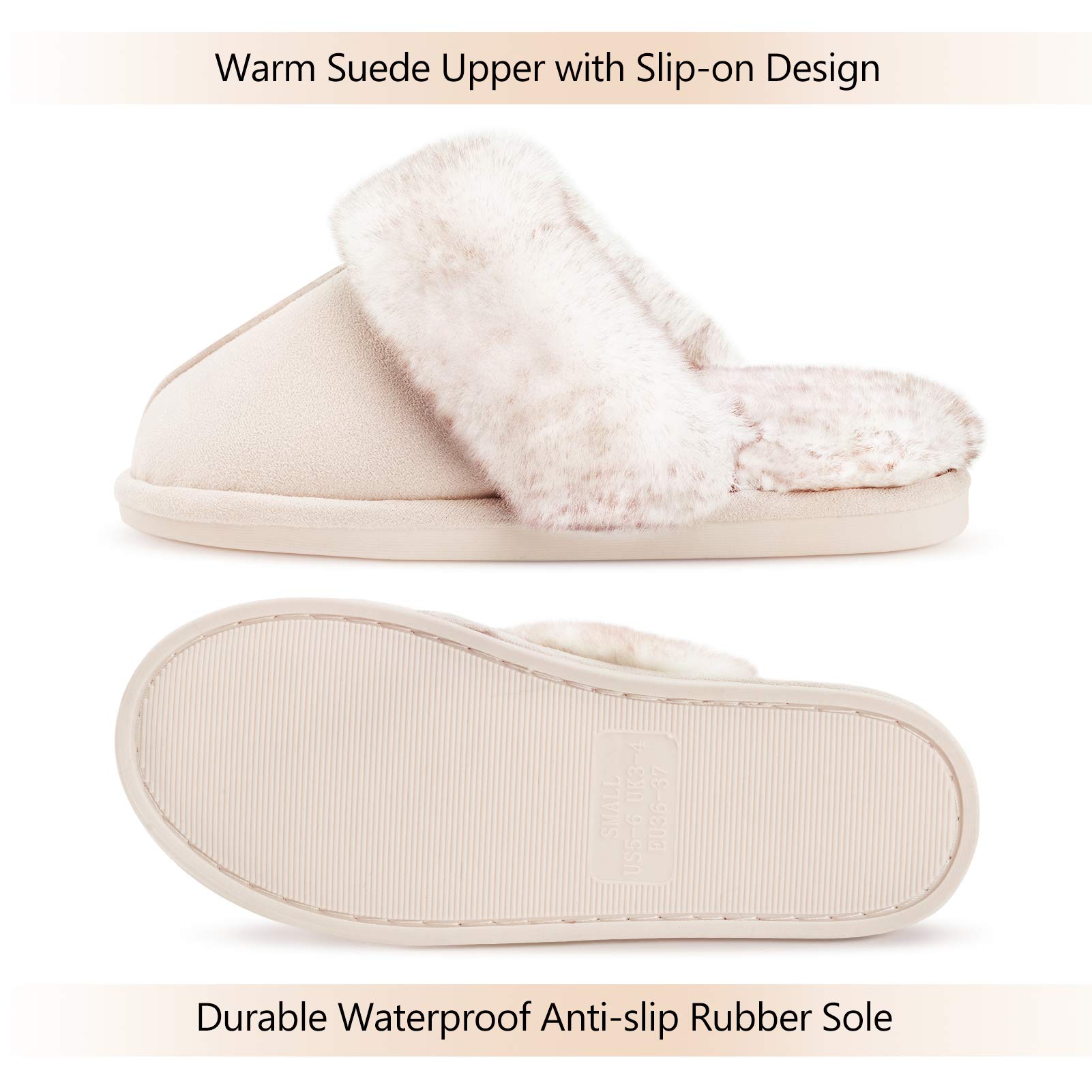 Cozy Furry Women's Slippers - Fuzzy Fluffy House Shoes with Faux Fur, Warm Soft Memory Foam & Anti-Skid Rubber Sole | Perfect for Indoor Comfort, Relaxation & Winter Lounging