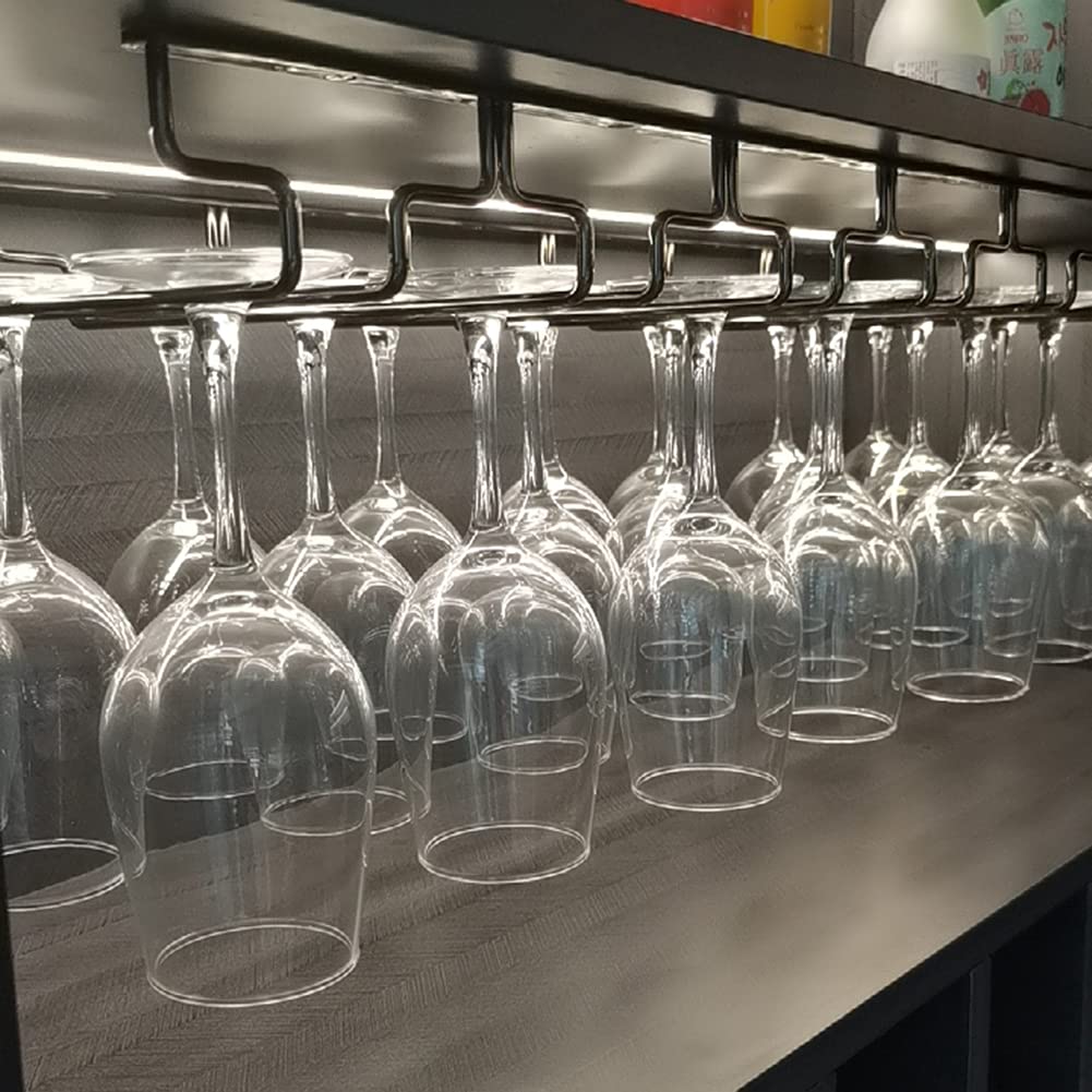 Stainless Steel Hanging Stemware Holder for Kitchen & Bar - Black