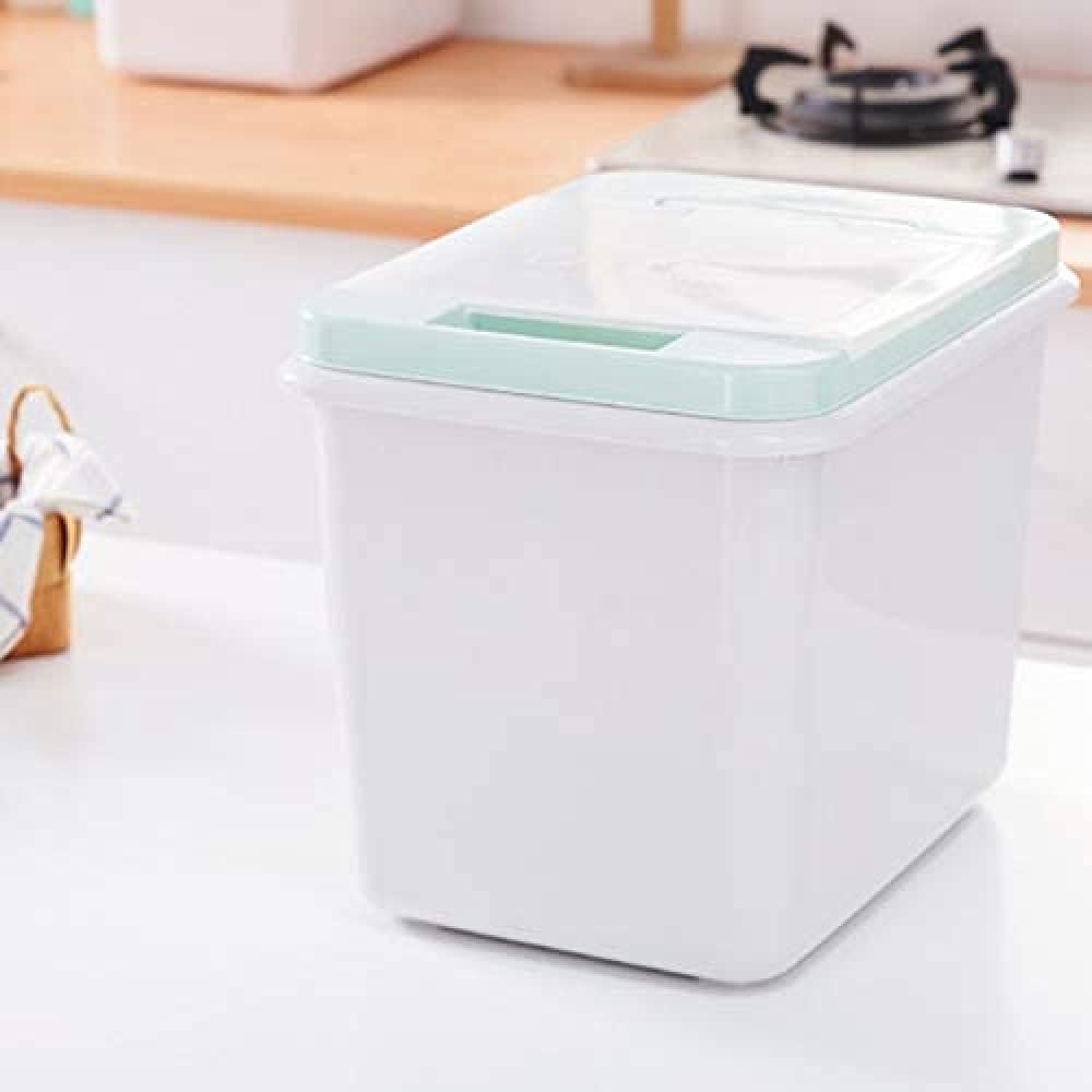 10KG Airtight Cereal Dispenser & Food Storage Container - Kitchen Organizer for Rice, Grains, Cat Food - BPA-Free Plastic with Locking Lid (Green) | Perfect for Pantry, Kitchen Counter & Bulk Food Storage