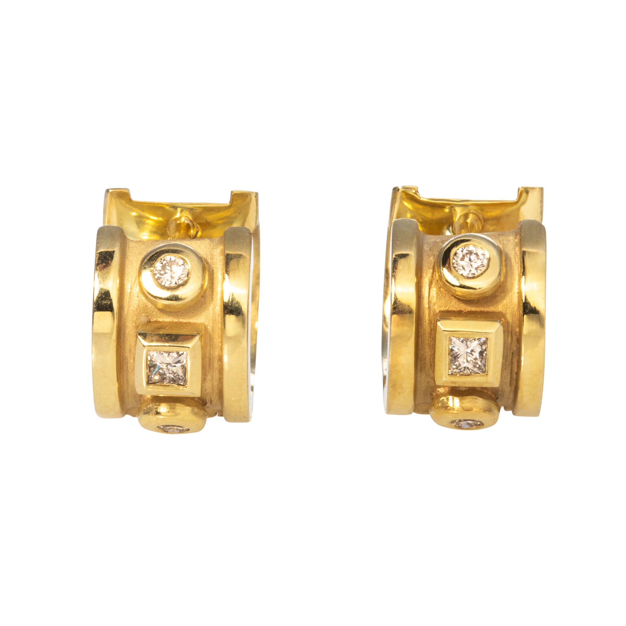 14K Yellow Gold Huggie Hoop Earrings for Women - Minimalist Diamond Studded Huggies - Perfect for Everyday Wear, Parties & Gifting