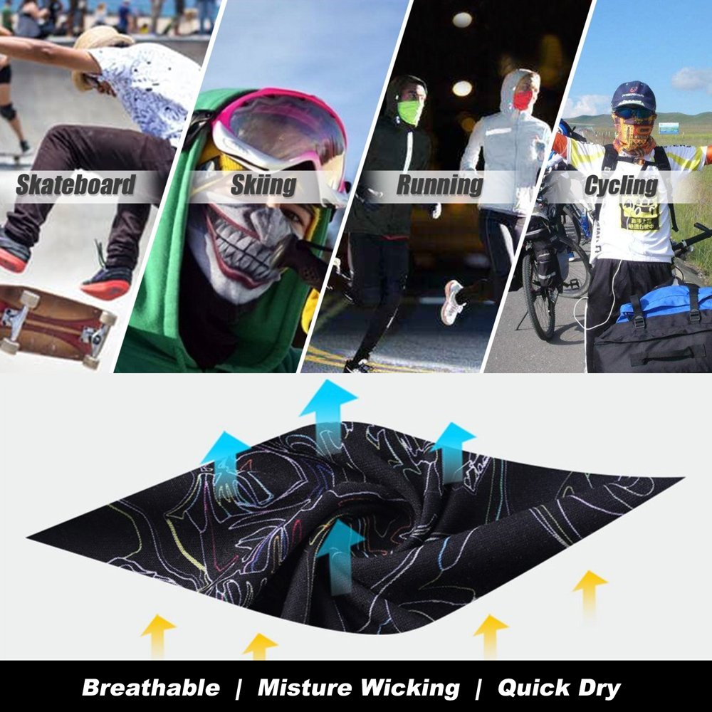 3D Skull Full Face Balaclava Mask - UV Sun Protection for Motorcycle, Ski, Cycling & Fishing - Men's Winter Sports & Outdoor Activities Gear