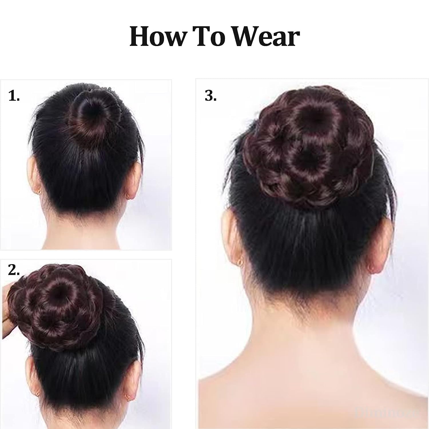 Glitz & Glamour Synthetic Hair Bun Extension - Brown Claw Ponytail Chignon for Women | Messy Curly Scrunchy Hairpiece | Perfect for Parties, Weddings & Everyday Styling