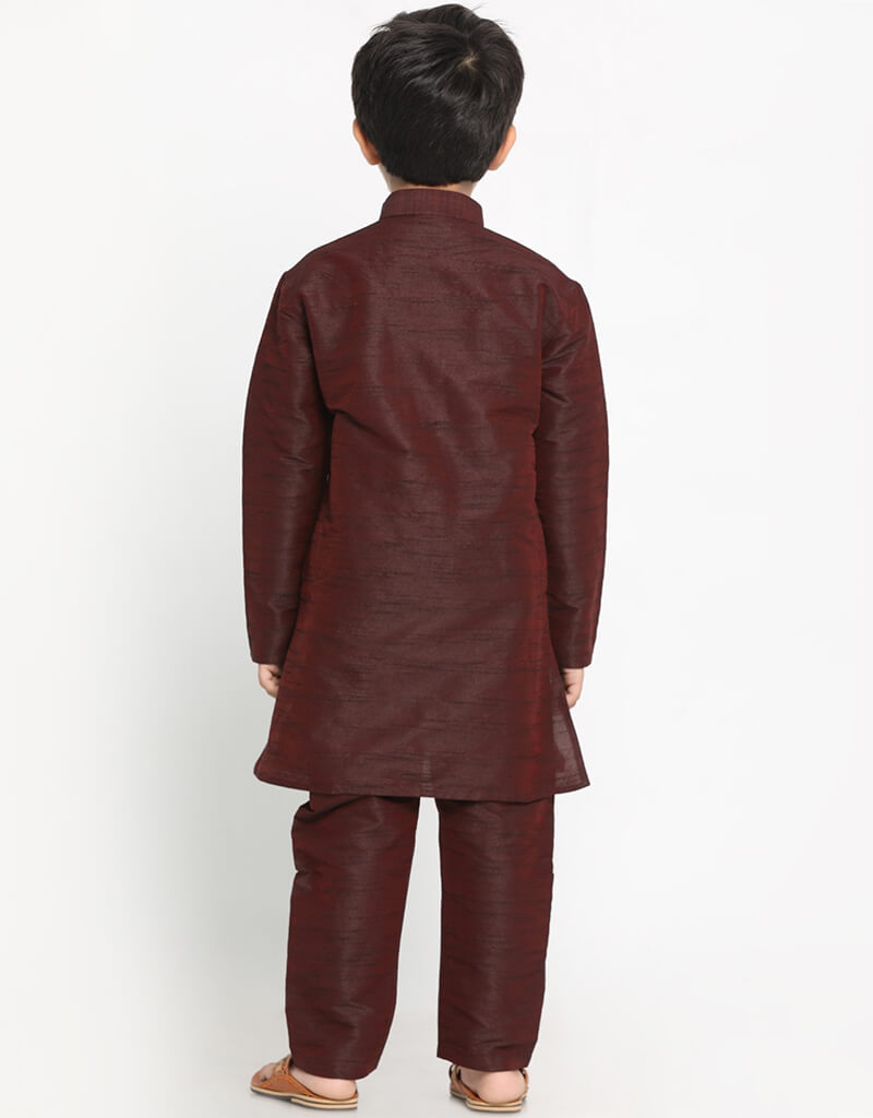 Premium Brown Kurta Pajama Set - 100% Pure Dhupion Silk for Men - Traditional Indian Ethnic Wear for Festivals, Weddings & Special Occasions