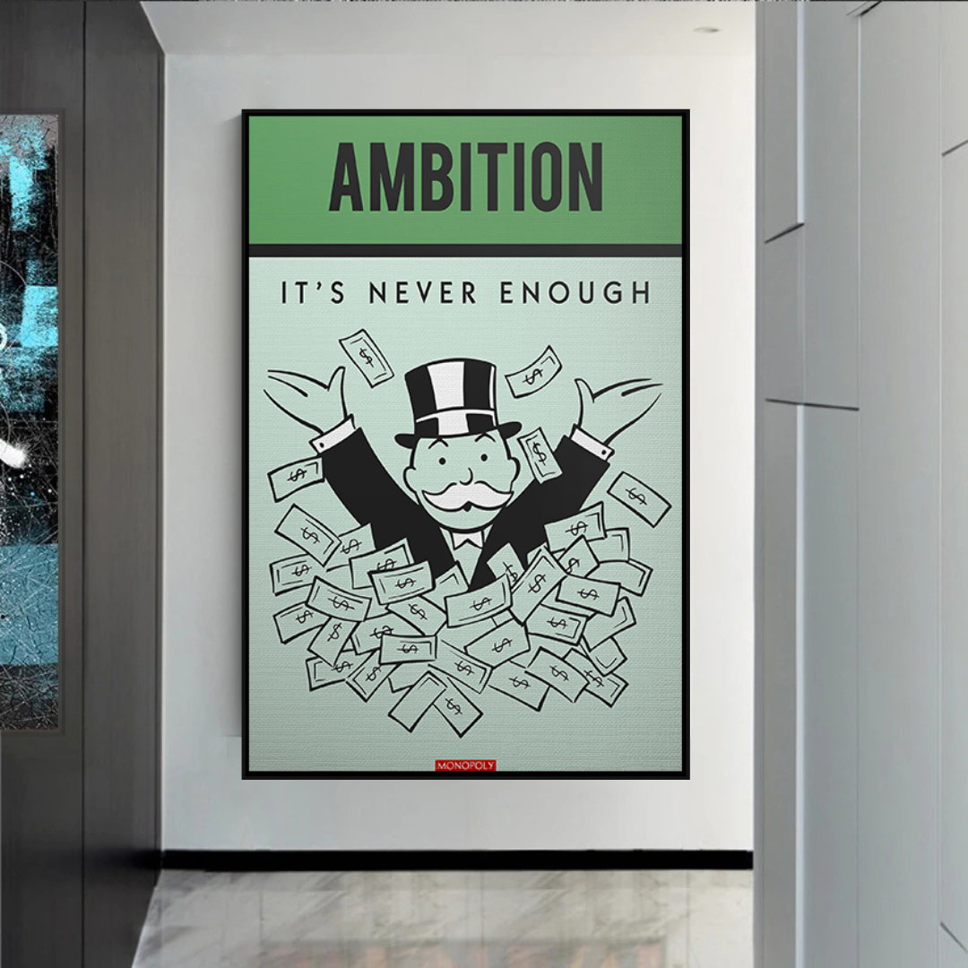 Alec Monopoly Ambition Monopoly Canvas Wall Art - Modern Pop Art Painting for Home & Office Decor - Perfect for Living Room, Bedroom, or Office Wall Display