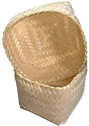 Natural Bamboo Basket Sticky Rice Steamer - Handmade in Thailand for Cooking, Food Decoration & Storage | Perfect for Asian Cuisine, Kitchenware & Home Decor