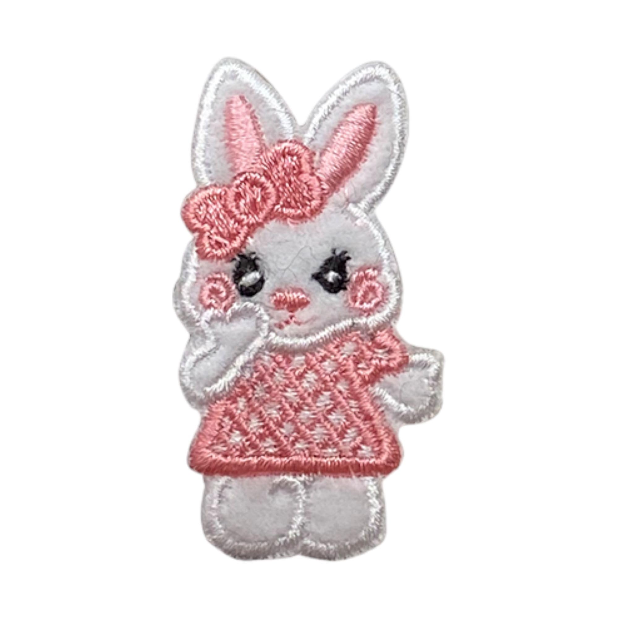 Easter Bunny Iron On Patch for Kids - White Embroidered Rabbit Applique for Girls | DIY Clothing & Accessories Decoration