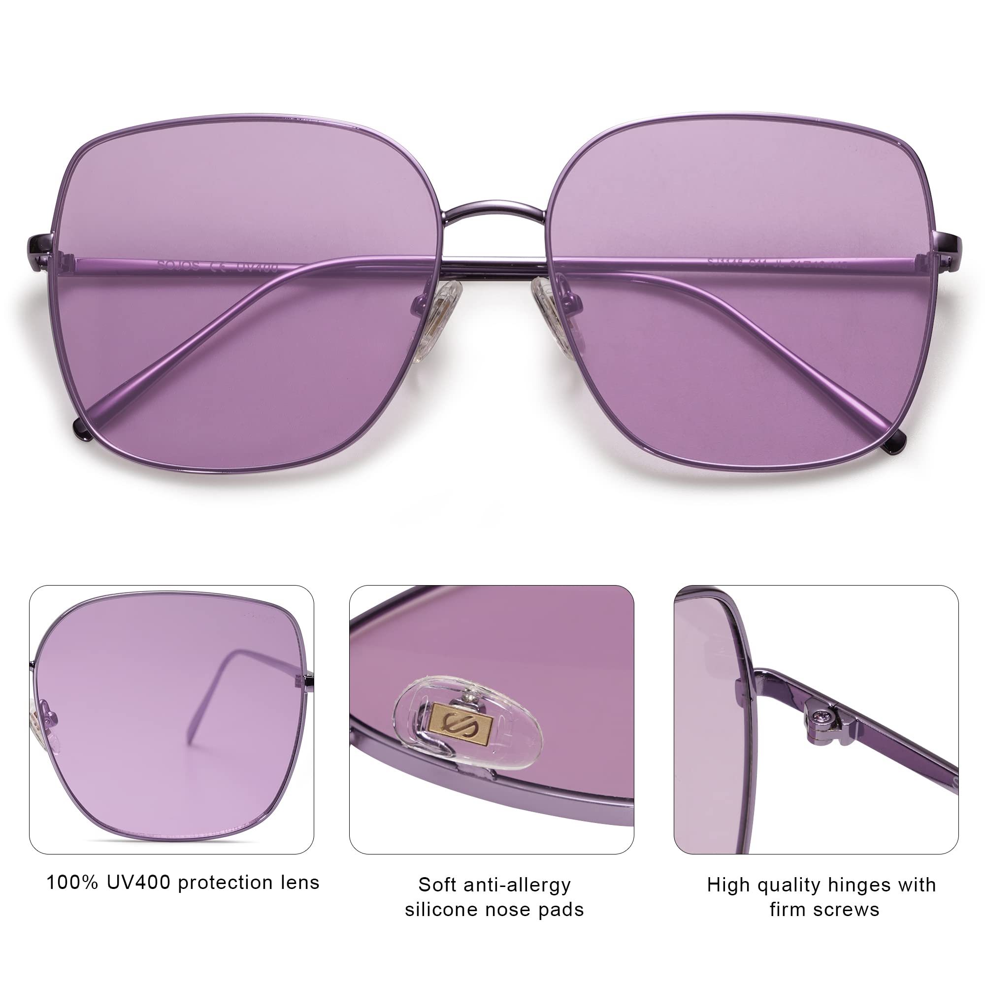 SOJOS Trendy Oversized Square Metal Frame Sunglasses for Women & Men - Retro Big Flat Lens UV400 Protection Unisex Shades SJ1146 | Perfect for Beach, Driving, and Outdoor Activities