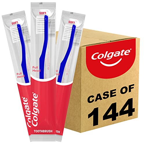 Colgate Soft Toothbrushes 144 Pack - Adult Toothbrushes in Bulk, Individually Wrapped for Hygiene - Perfect for Home, Travel, Hotels & Dental Offices