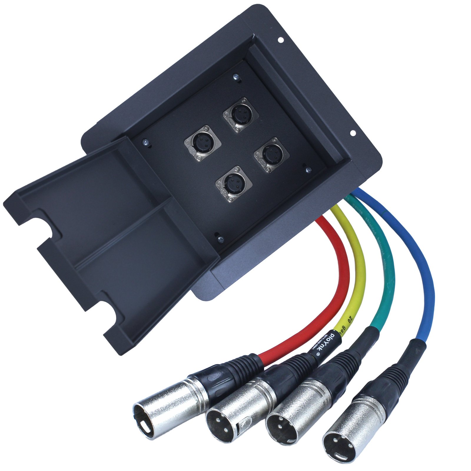 Advanced MCS Electronics Pro Audio Recessed Stage Floor Pocket Box - Black Prewired Connection Box for Live Performances & Theater Installations