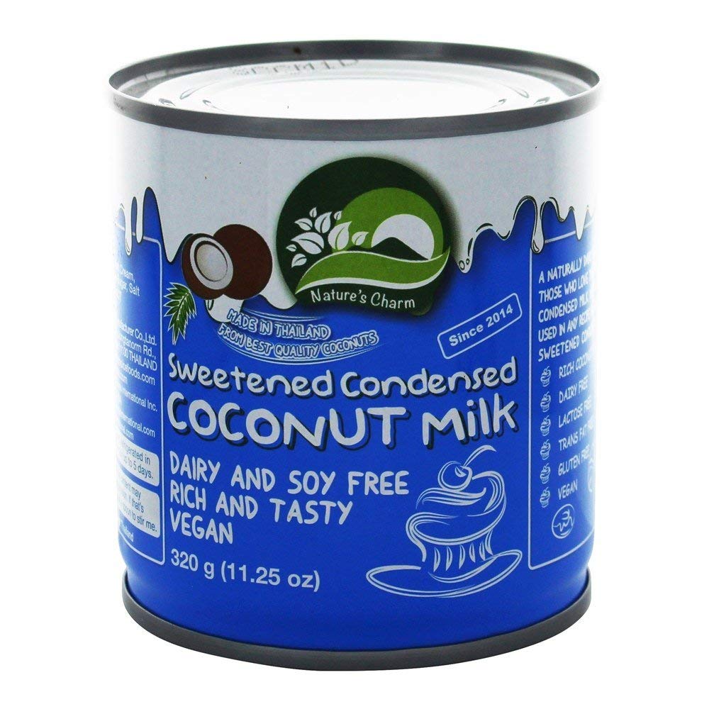 Organic Sweetened Condensed Coconut Milk by Nature's Charm - 2 Pack with Free NineChef Long Handle Spoon | Perfect for Baking, Coffee Creamer & Asian Desserts