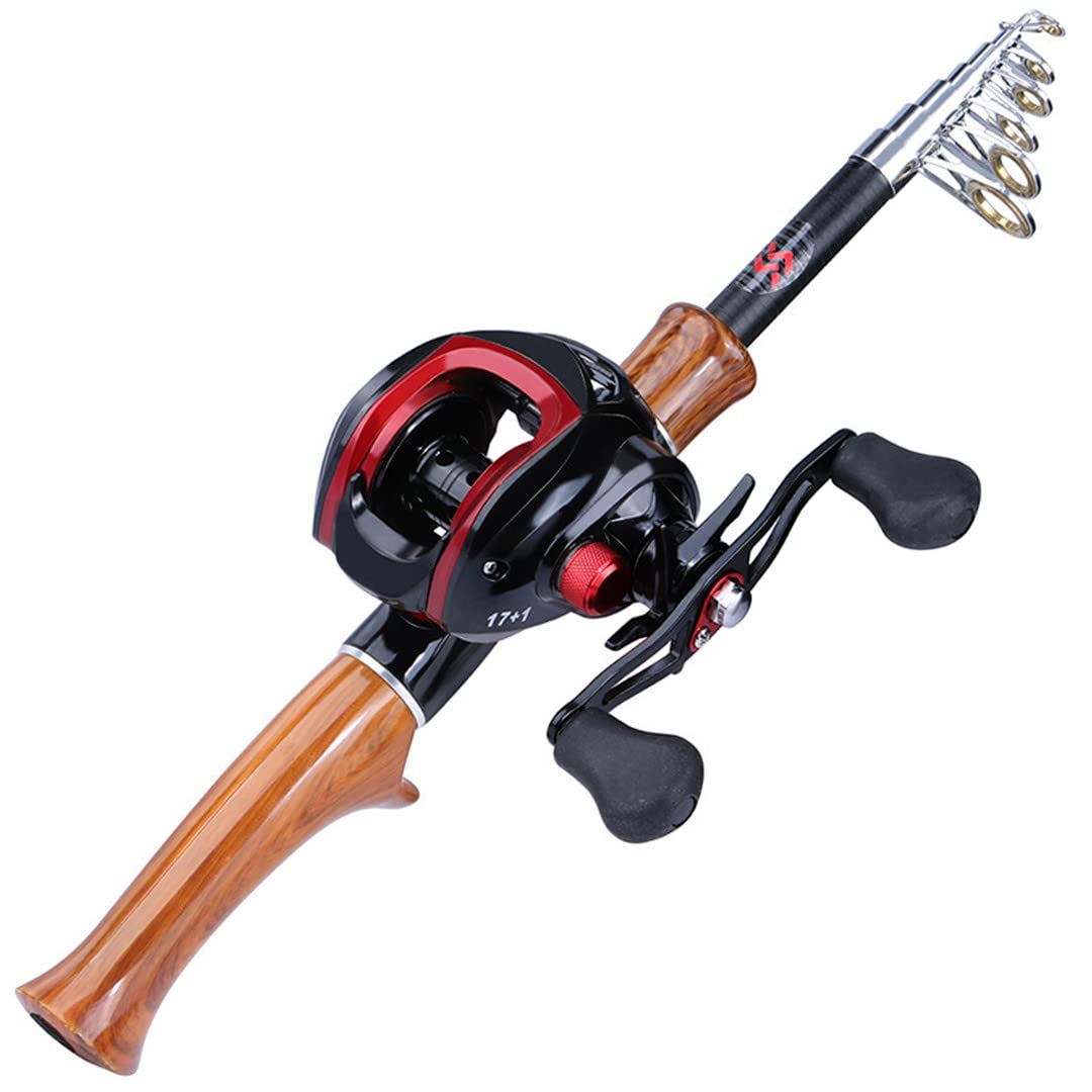 Premium 1.6M Carbon Fiber Fishing Rod & Reel Combo - 17+1 BB 7.1:1 Ratio Casting Reel - Ideal for Freshwater & Saltwater Fishing, Bass, Trout, and Walleye Angling