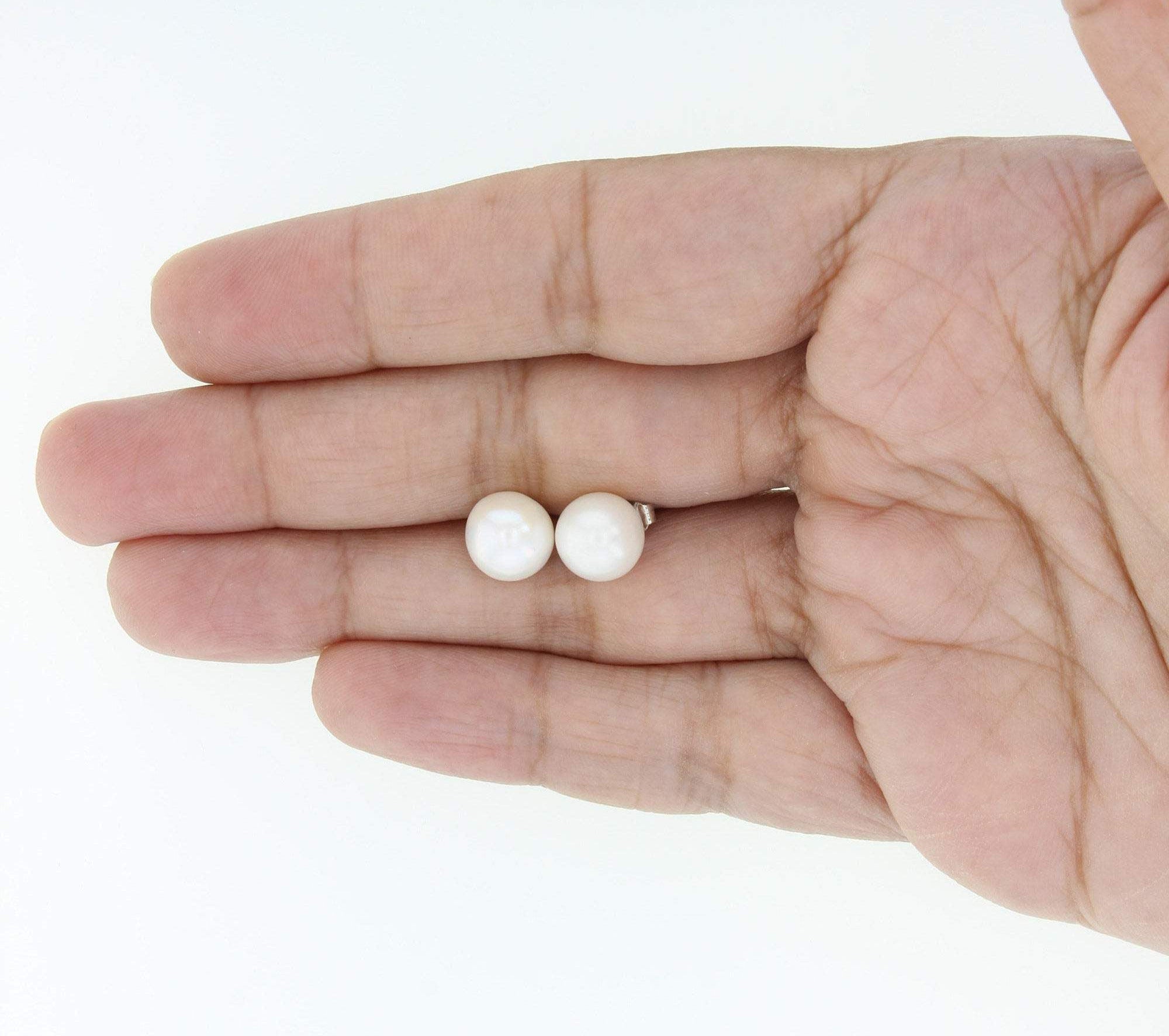 8MM & 8.5MM Cultured Pearl Stud Earrings in 14K White Gold - Elegant Jewelry for Weddings, Parties & Special Occasions