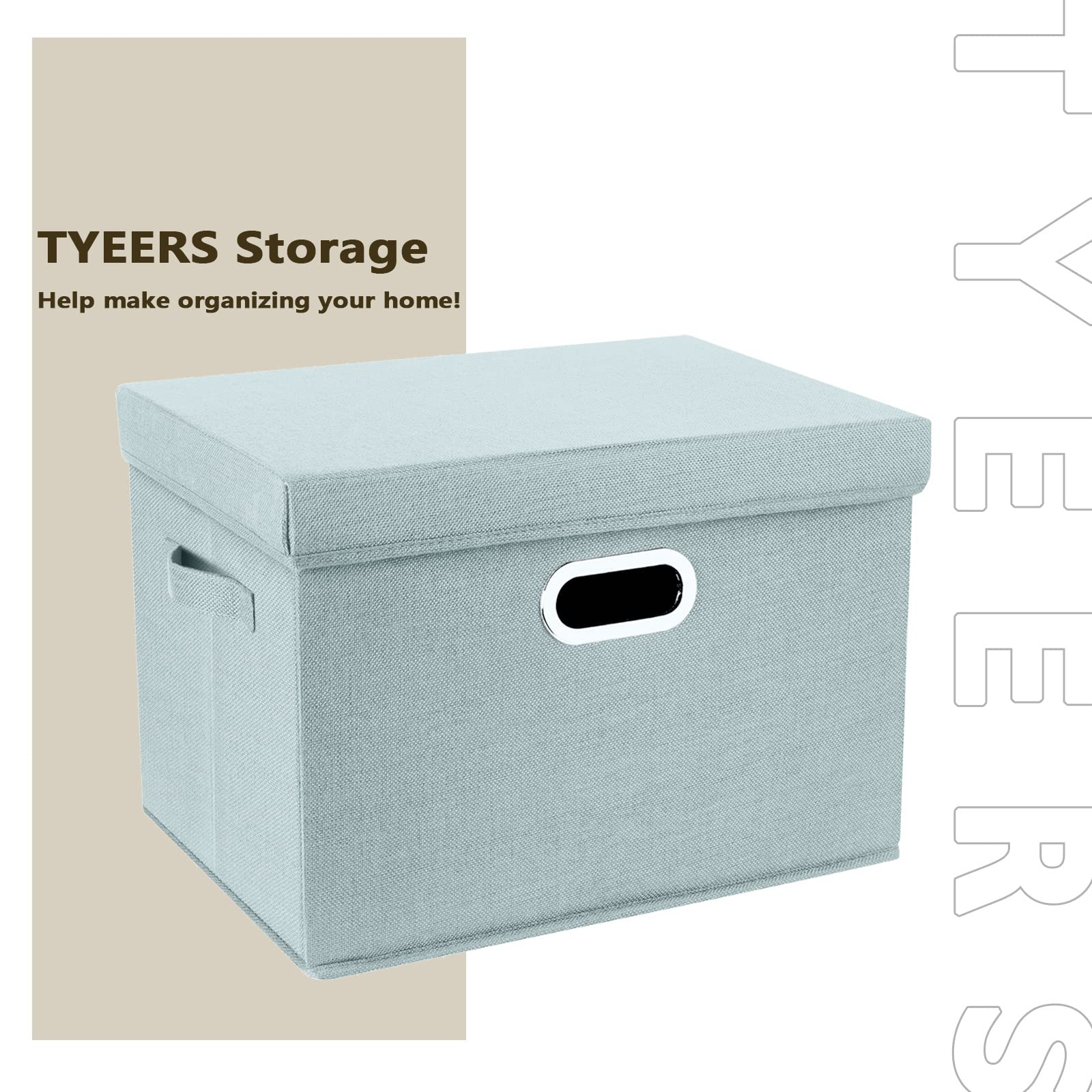 TYEERS Large Collapsible Storage Bins with Lids - 2 Pack Foldable Organizer Boxes for Closet, Clothes, Home & Office Organization - Aqua Spring | Perfect for Seasonal Storage, Kids' Room & Underbed Organization