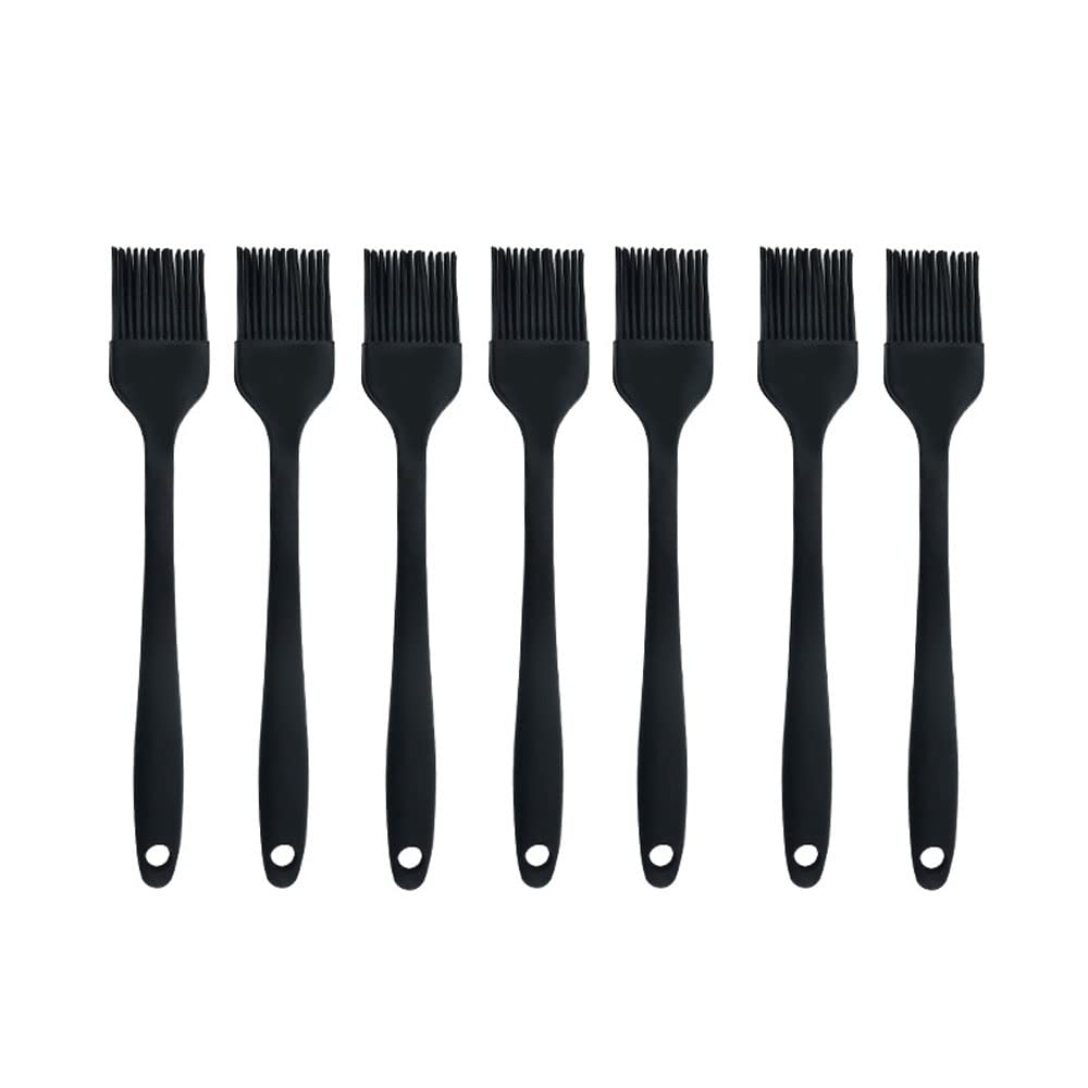 7-Piece Black Silicone Basting Brush Set for BBQ, Grilling, Baking - Heat-Resistant Oil, Honey & Sauce Brush for Cooking, Pastry & Kitchen Use
