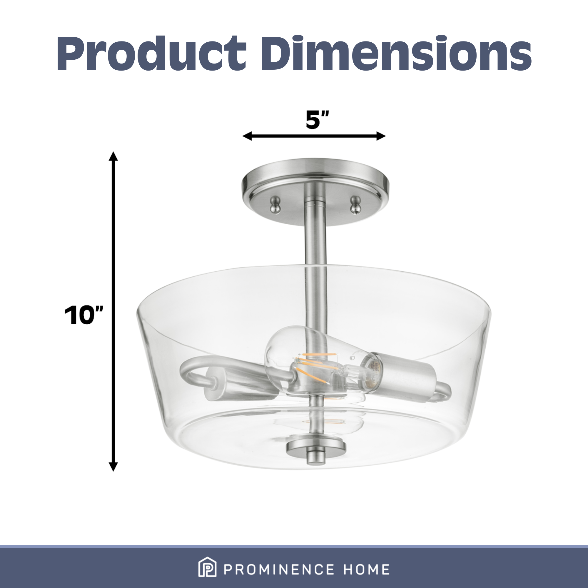 Viktoria Semi Flushmount Ceiling Light Fixture - Brushed Nickel Finish - Modern Lighting for Bedroom, Hallway, or Entryway