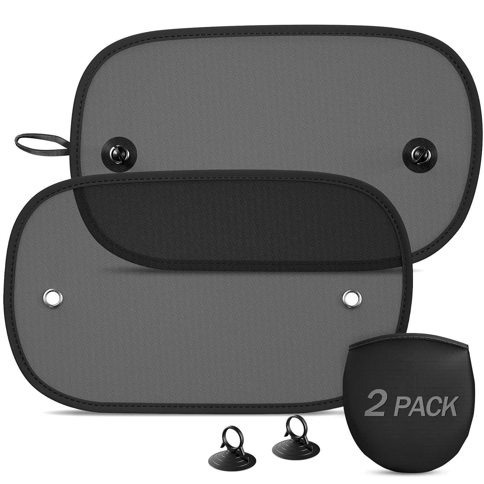 2 Pack Car Sun Shade for Baby & Adults - Universal Window Sunshade with Suction Cups (20''x12'') Blocks UV Rays & Glare - Fits 98% Vehicles - Perfect for Road Trips, Baby Protection & Pet Safety