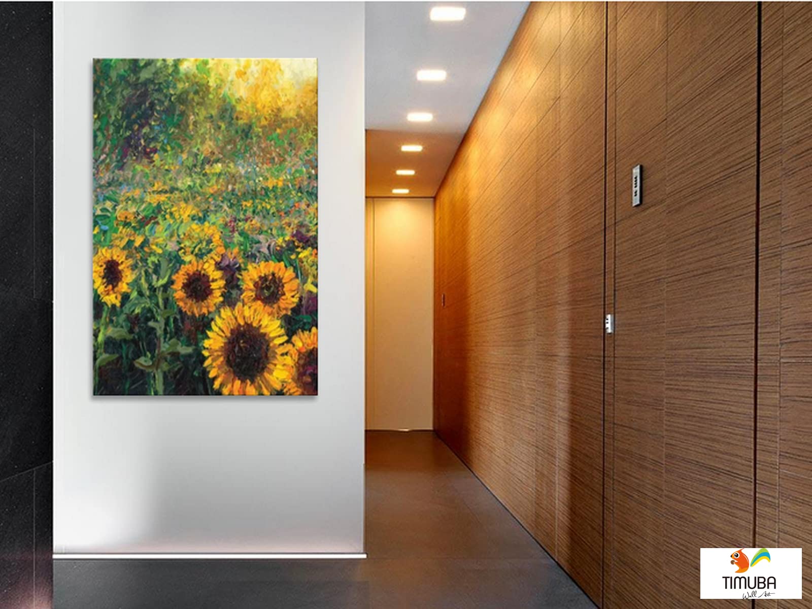 Sunflower Wall Art - Yellow Sunflower Canvas Painting, Nature Landscape Framed Artwork for Kitchen & Bathroom Decor (28x40 Inches) - Perfect for Farmhouse, Boho & Modern Home Decor