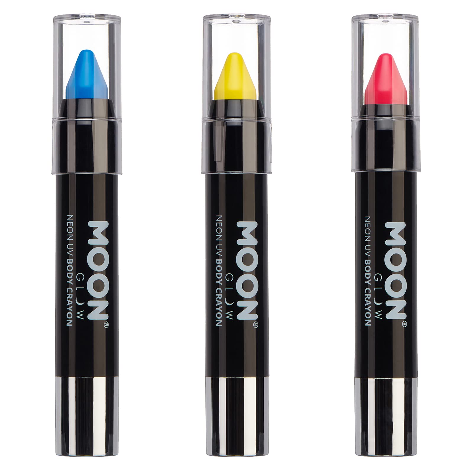 Moon Glow Face Paint Stick & Body Crayon Set - Safe Non-Toxic Face Paint Makeup for Adults & Kids - Pansexual Pride Colors - Perfect for Halloween, Cosplay & Festivals