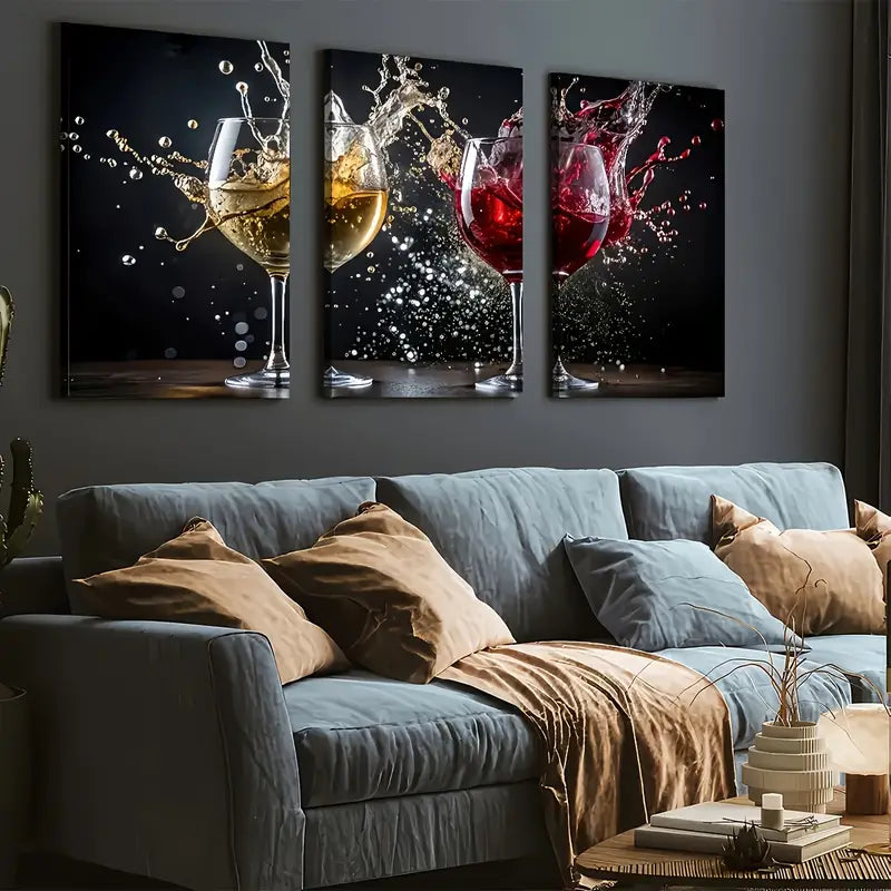 3pcs Cheers Bar Bartending Art Scene Wall Art Set - Framed Canvas 40x60cm - High Quality Print - 100% Australian Made - Ready to Hang - Perfect for Home Bar, Man Cave, Pub Decor & Gift Ideas