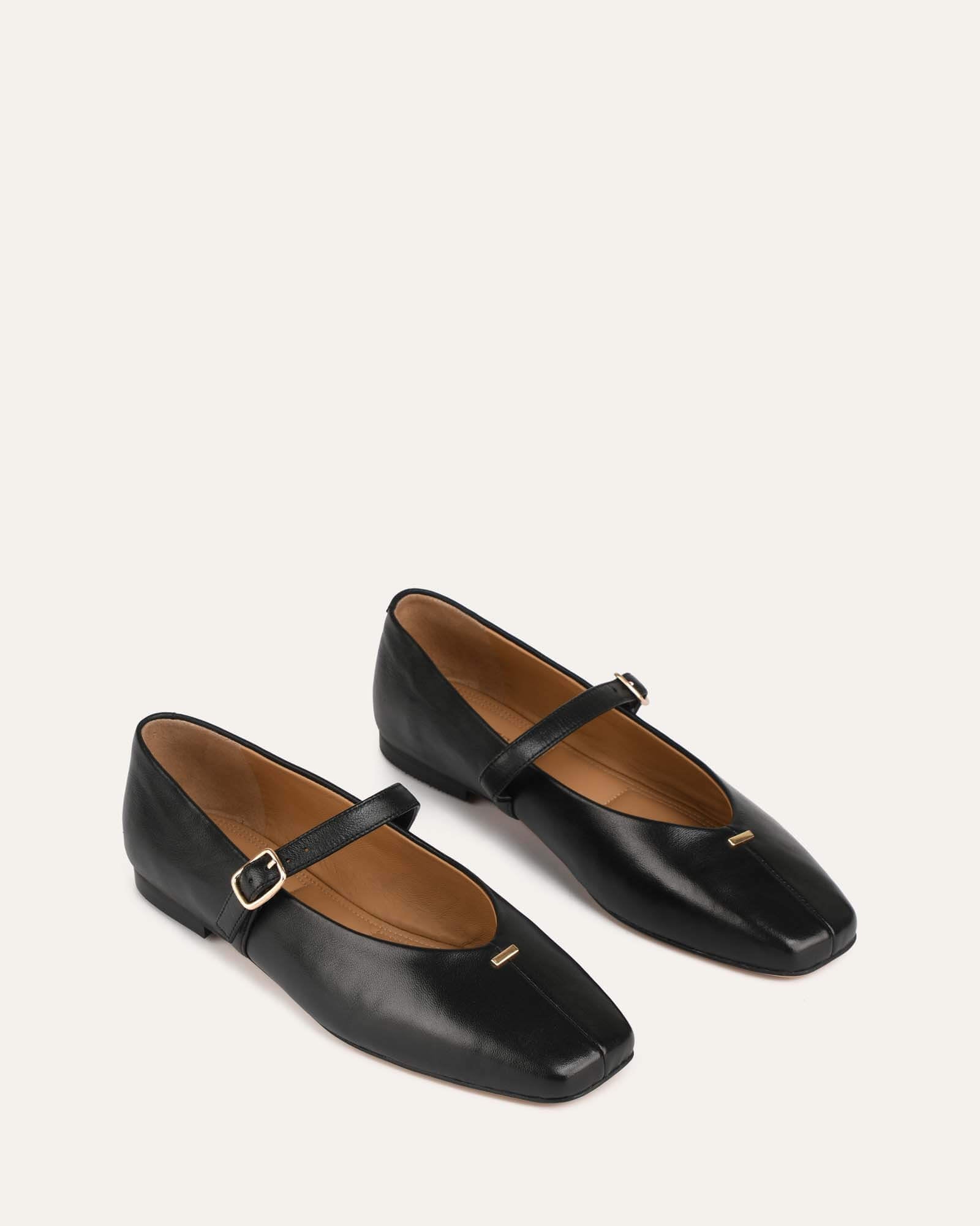 April Casual Flats - Black Leather Women's Shoes for Comfort & Style | Perfect for Work, Walking & Everyday Wear