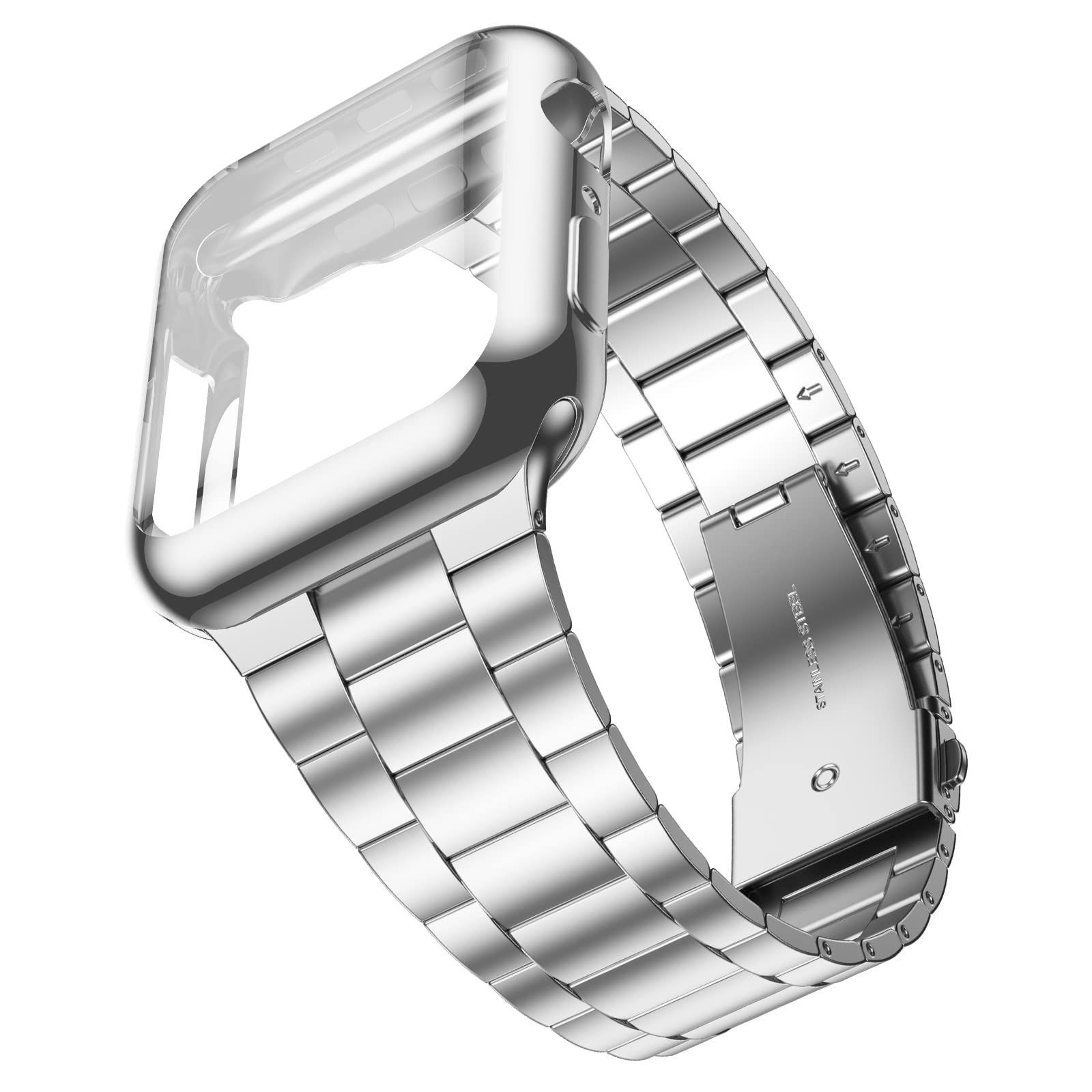 Premium Stainless Steel Apple Watch Band Compatible with Apple Watch Ultra 49mm/46mm & Series 10/9/8/7/6/SE/5/4/3/2/1 - Durable Metal iWatch Strap with Protective Case & Screen Protector for Men & Women | Perfect for Business, Workout & Everyday Wear