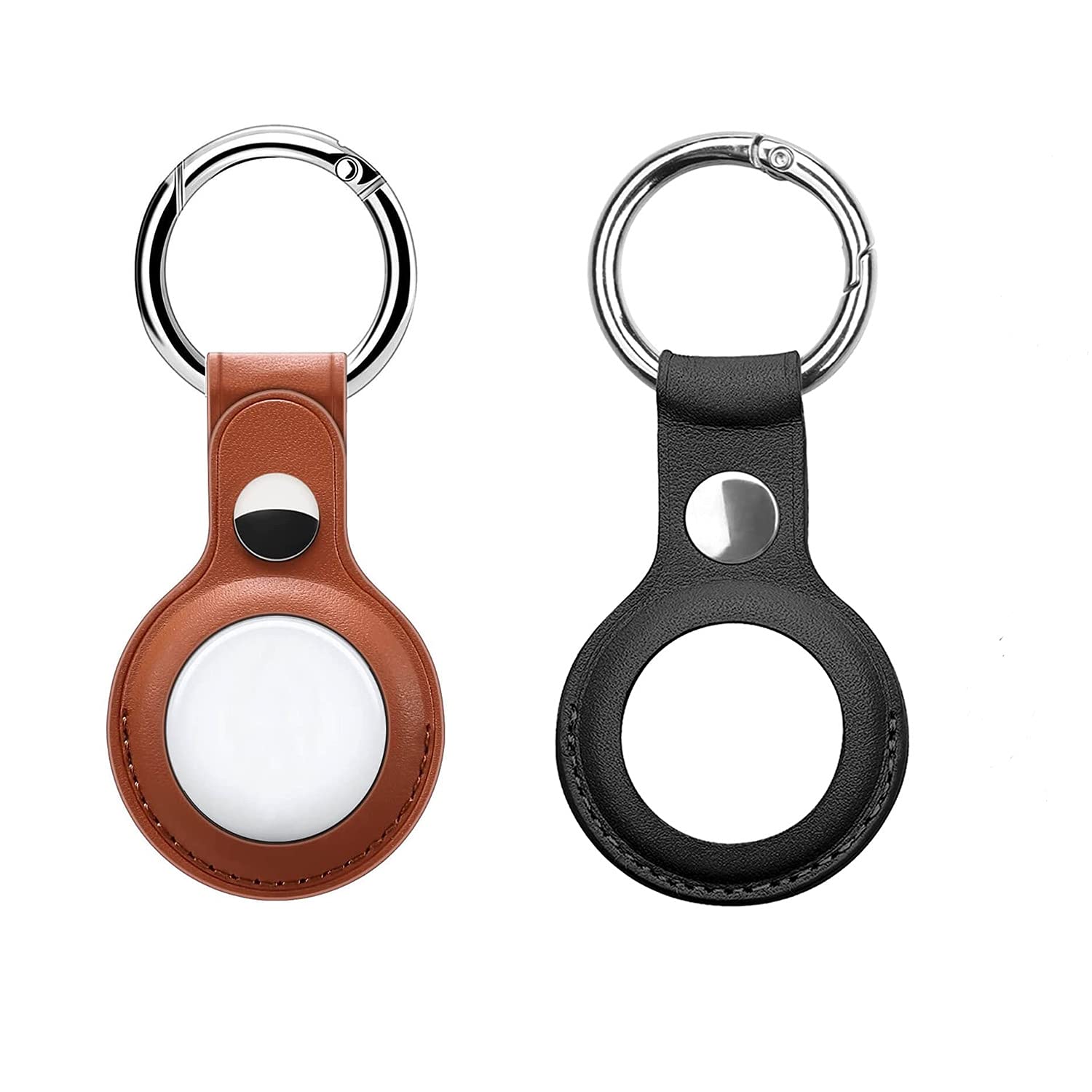 Premium Anti-Lost AirTag Keychain Case for Apple AirTag - Durable Protective Holder Cover with Secure Key Ring - Perfect for Pets, Keys, Wallets & Backpacks (Black/Brown) - Ideal for Travel, Hiking & Everyday Item Tracking