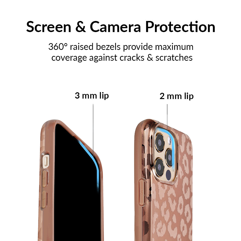 Bronze Chrome Leopard Print iPhone Case - Stylish Protective Cover for iPhone 13/14/15 Pro Max | Perfect for Fashion Lovers & Wild Animal Print Enthusiasts