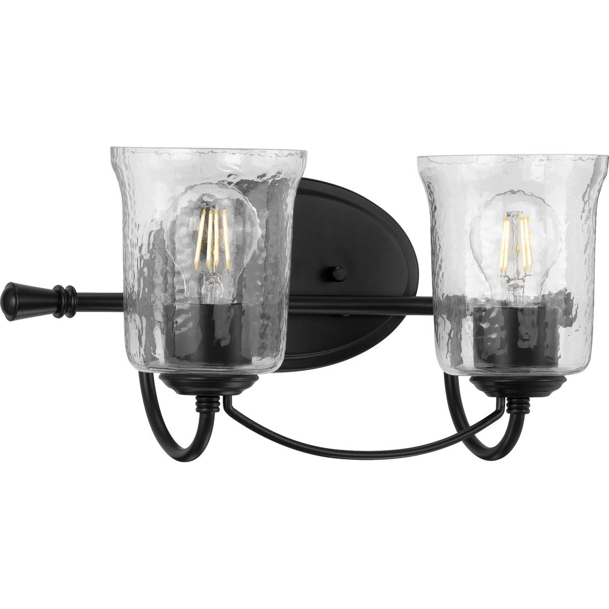 Bowman Collection Two-Light Clear Chiseled Glass Bathroom Vanity Light - Perfect for Modern Bathroom, Powder Room & Dressing Area Lighting