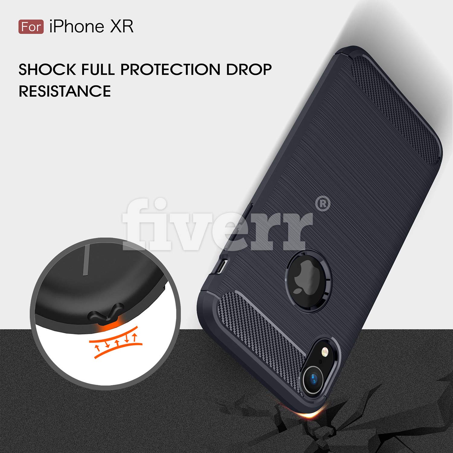 iPhone XR Case by Cell Shellz - Premium Brushed TPU Cover with Wireless Charging Support, Full Body Protection in Navy Blue | Perfect for Everyday Use, Travel & Work