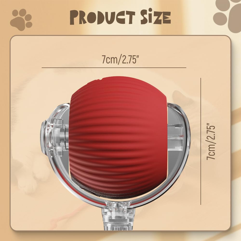 2024 Upgraded Interactive Cat Toy Ball - Automatic Self Rolling Smart Pet Toy for Indoor Cats & Kittens, Boredom Relief for Adult Cats & Dogs, Fun Playtime (Red) - Perfect for Indoor Play, Exercise & Mental Stimulation