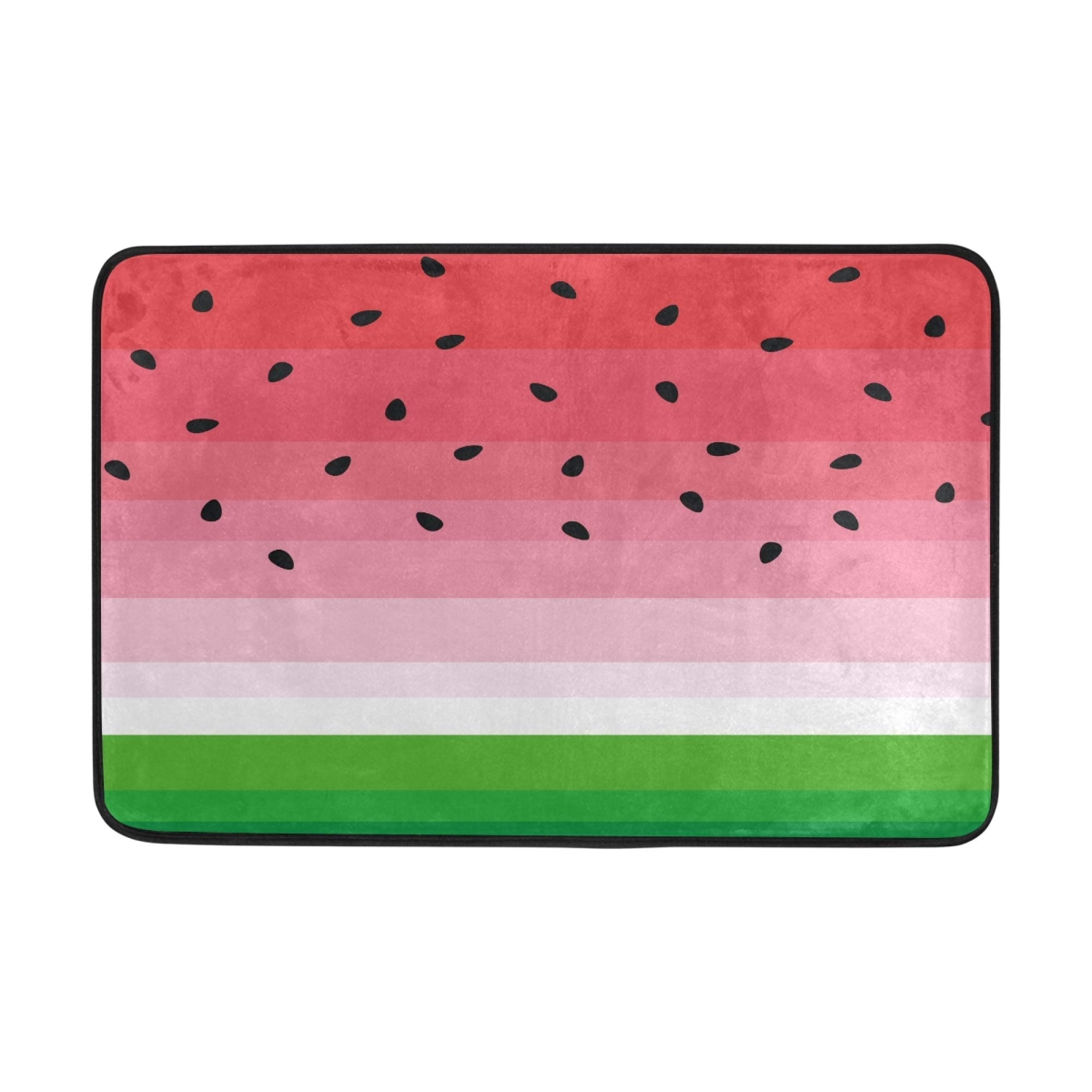 Non-Slip Watermelon Print Doormat with Black Seeds - Absorbent Indoor/Outdoor Entrance Mat for Kitchen, Bathroom, Garden, Entryway (23.6x15.7 Inch) - Perfect for Home Decor, Holiday Gifts & Summer Parties